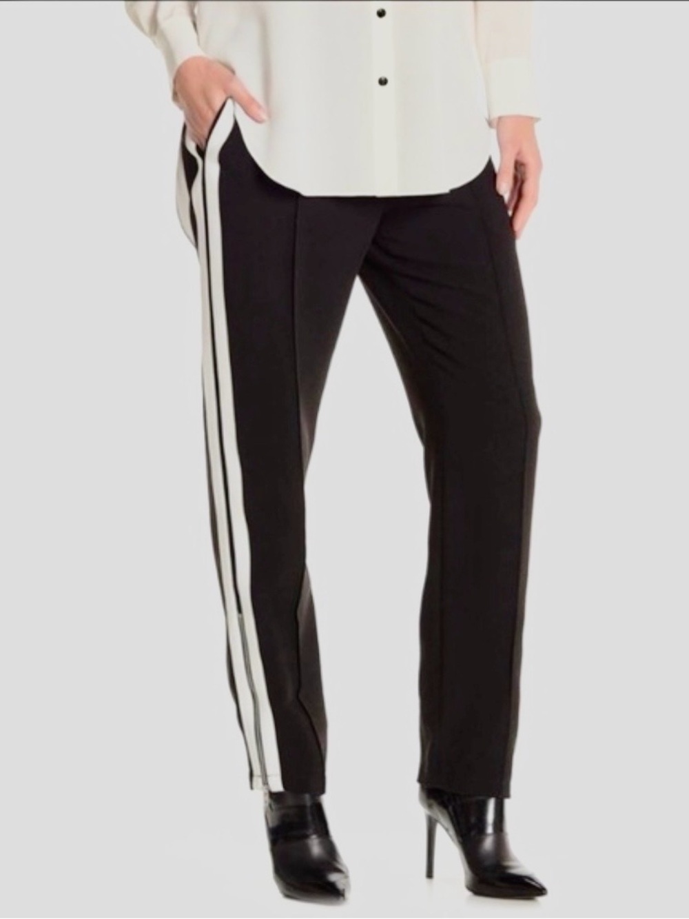 rag & bone striped crepe trousers, track pants luxe tailored street style XS